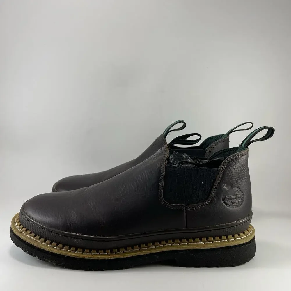 Georgia Boot Giant Romeo GR262 Mens Size 11 W Wide Brown Leather Slip On Work